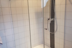 Glasdusche mit schmaler Glastür