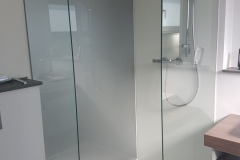 Ganzglasdusche mit transparenter Seitenwand